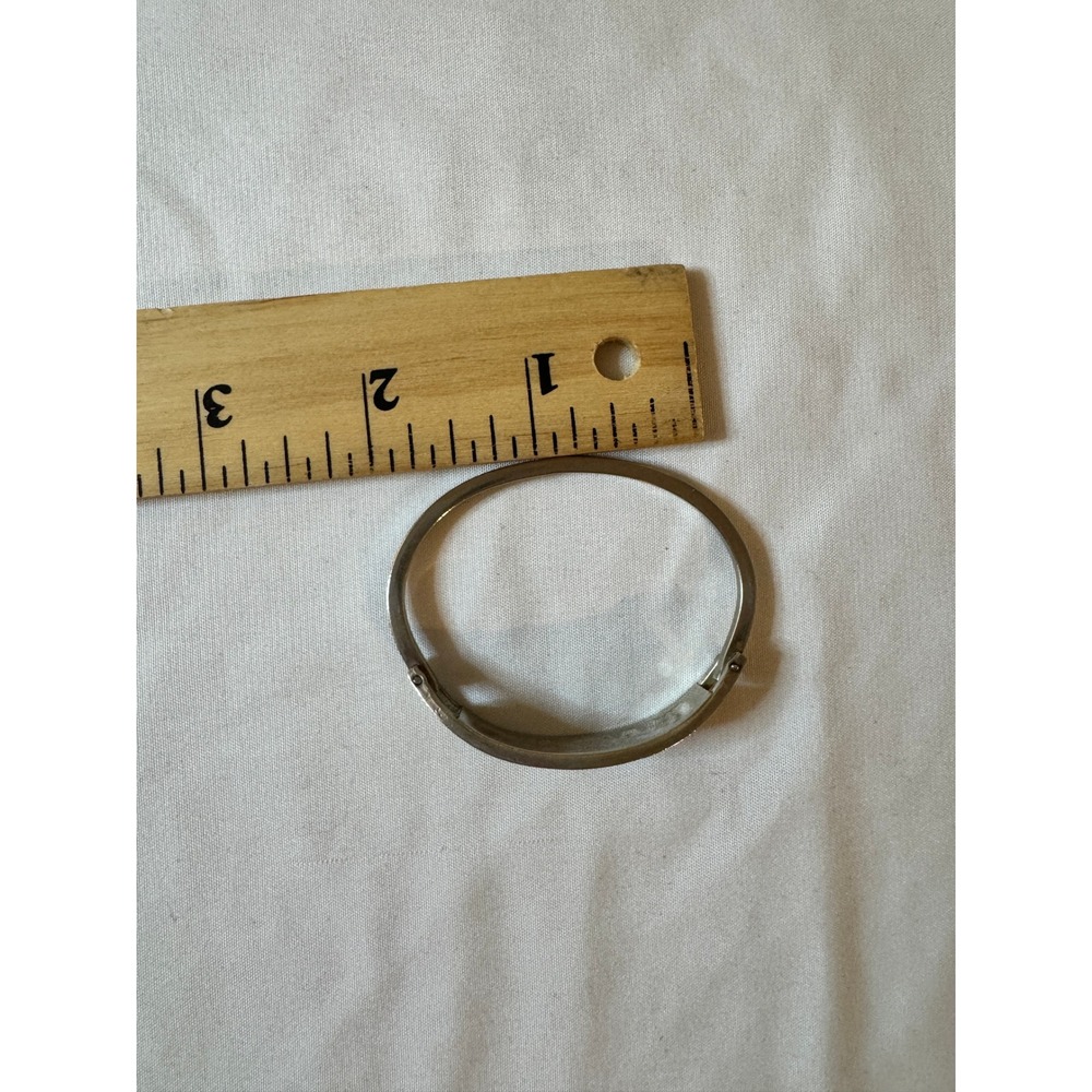 Taxco Bangle Bracelet Women OS Silver Good Vintage 925 Inlay Flower Mexico - Picture 8 of 10